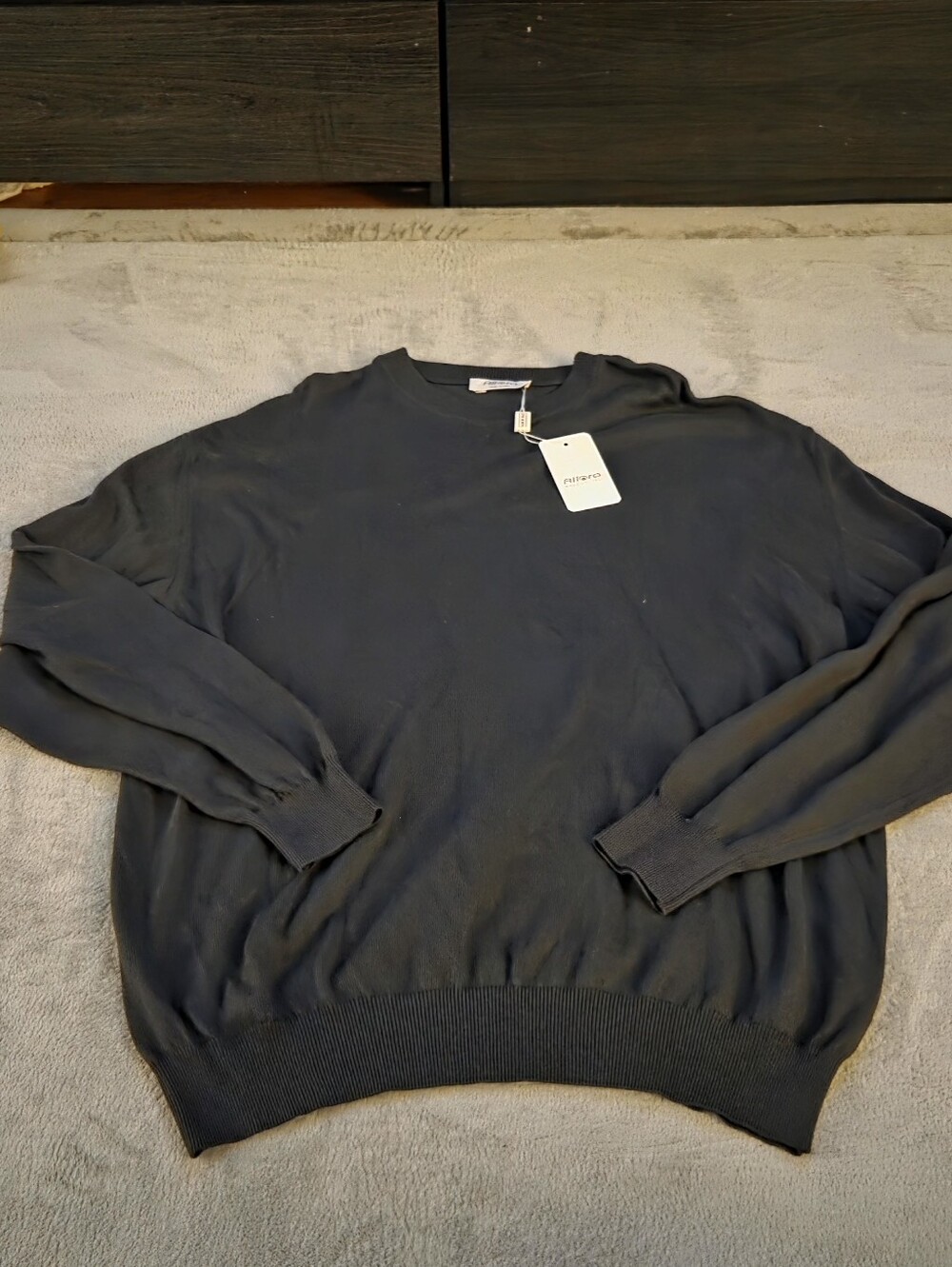 NWT Allora Made In Italy Men's Crewneck Sweater in Charcoal Black. Size 2X
